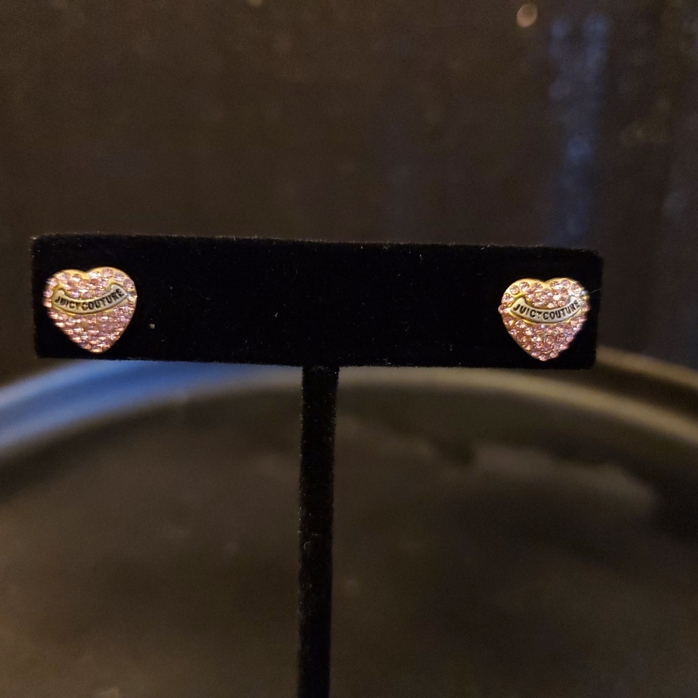 Juicy Couture Pink  Rhinestone Heart Stud Earrings